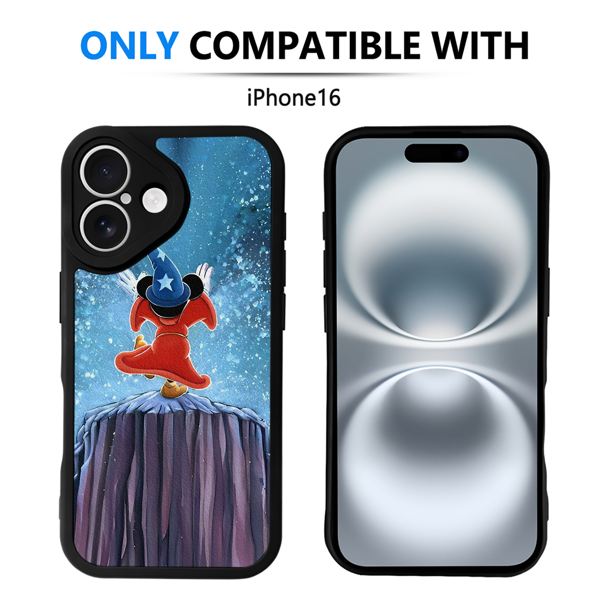 （画像用） ミッキーマウス Mickey Mouse 【iPhone 16シリーズ対応】シリコンスマホケース（レザー調） 材質：シリコン